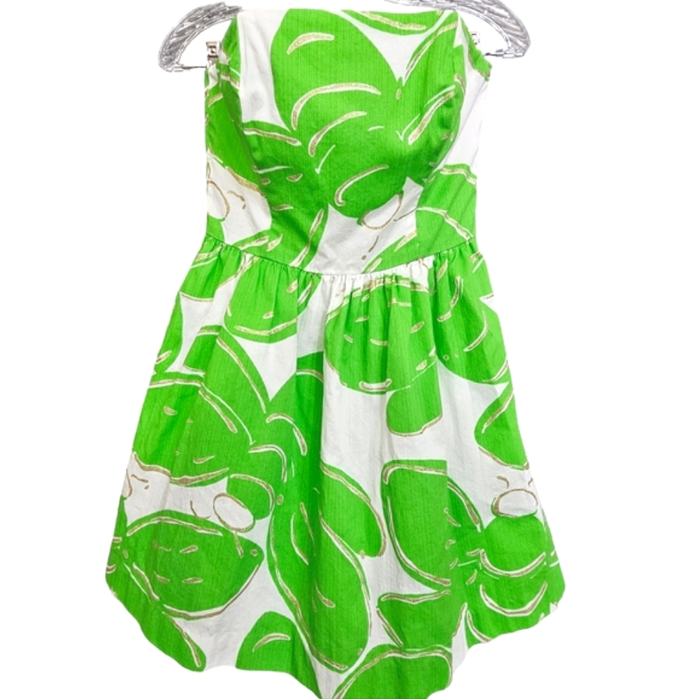 Nwot Lilly Pulitzer Strapless Stinger Bee White/Green/Gold Lottie Summer Dress - Picture 7 of 17